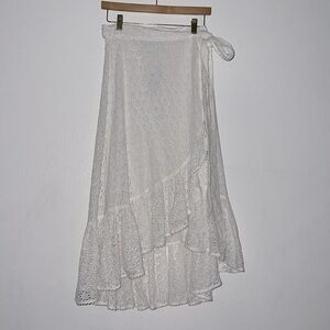 New Polo Ralph Lauren White Eyelet Cotton Wrap Skirt Size 2